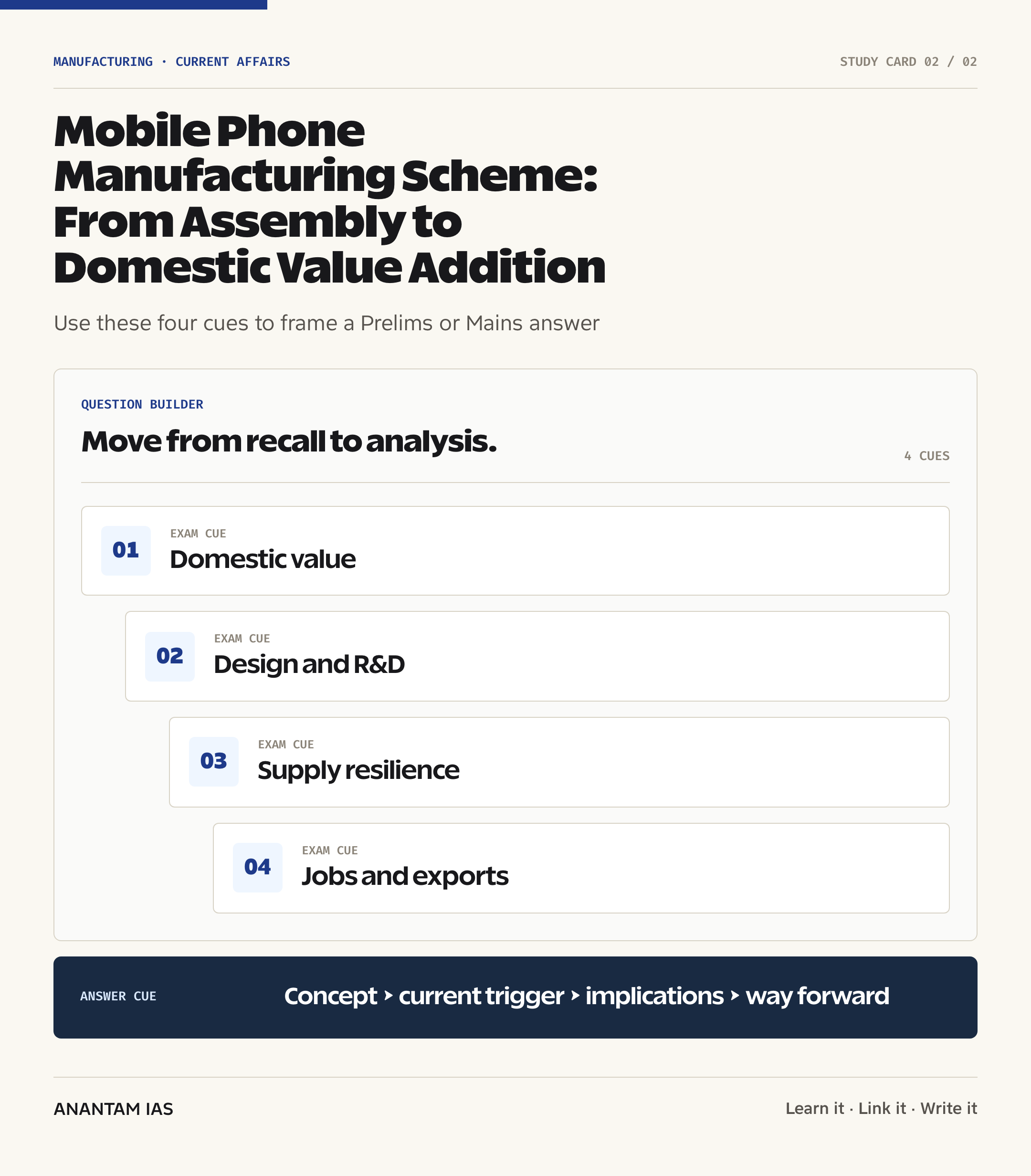 Mobile Phone Manufacturing Scheme: From Assembly to Domestic Value Addition — exam lens