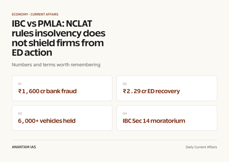 IBC vs PMLA: NCLAT rules insolvency does not shield firms from ED action graphic 1 for UPSC current affairs