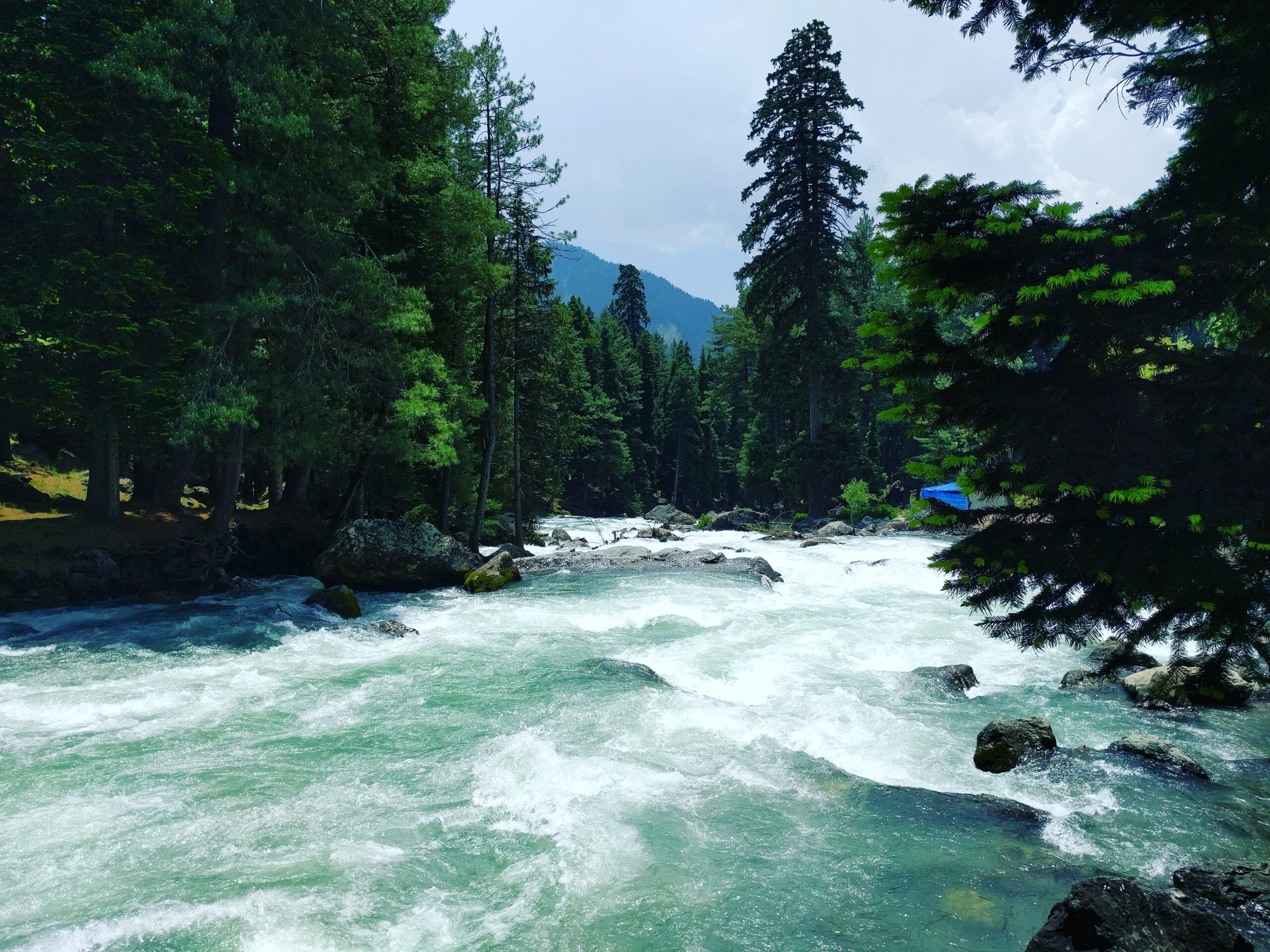 View of Pahalgam town and the Lidder valley in Anantnag district, Jammu and Kashmir