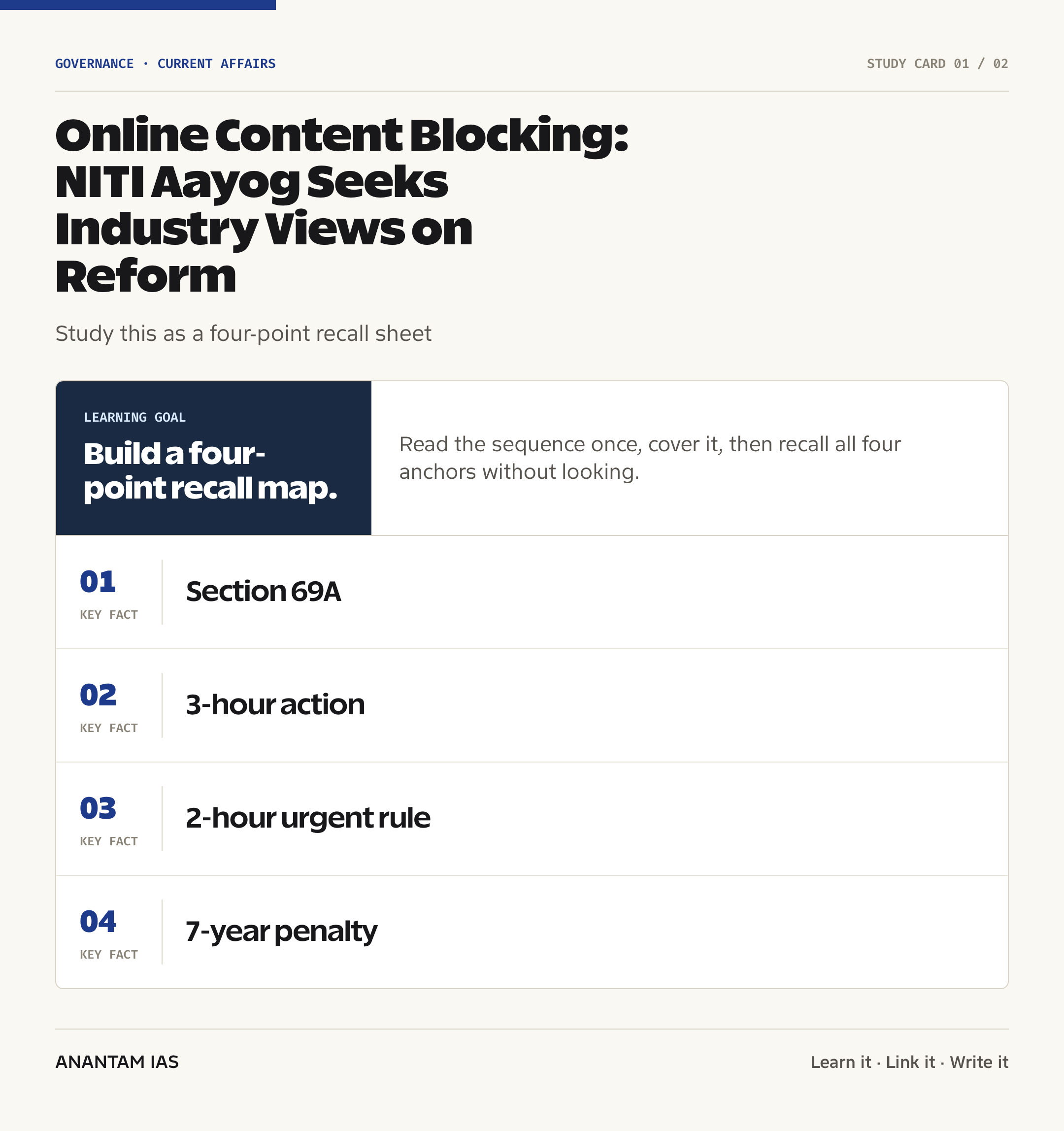 Online Content Blocking: NITI Aayog Seeks Industry Views on Reform — quick facts