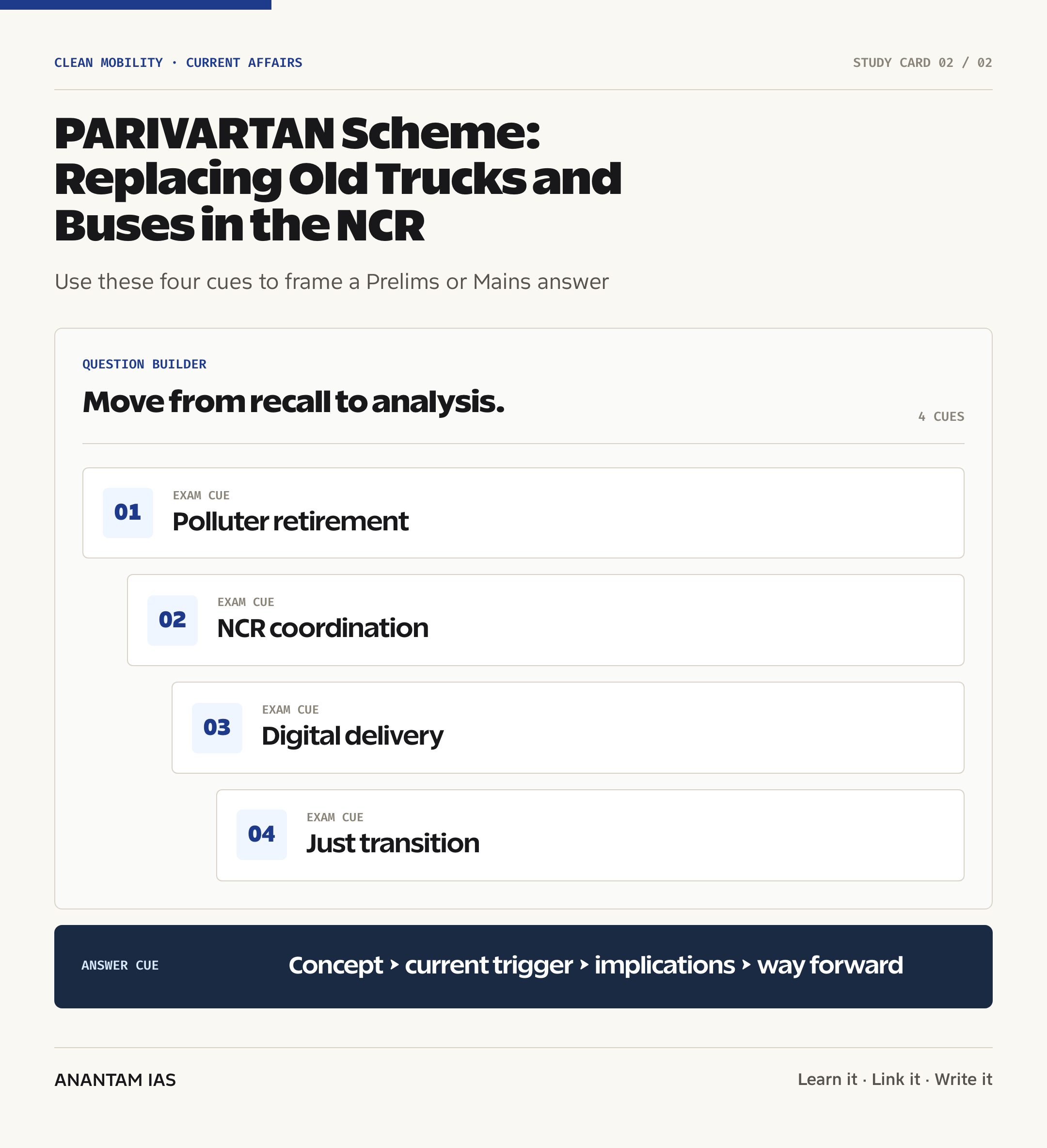 PARIVARTAN Scheme: Replacing Old Trucks and Buses in the NCR — exam lens