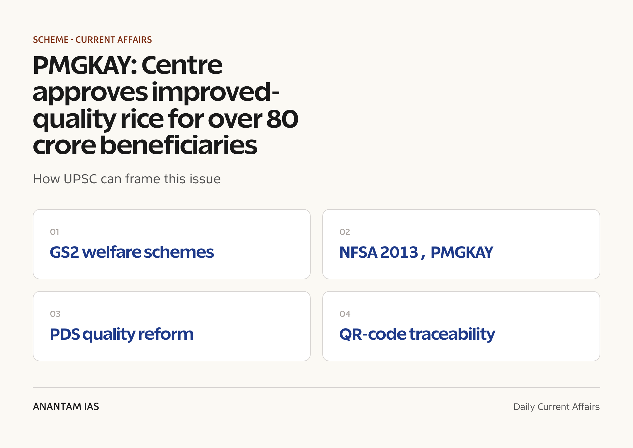 PMGKAY: Centre approves improved-quality rice for over 80 crore beneficiaries — exam lens