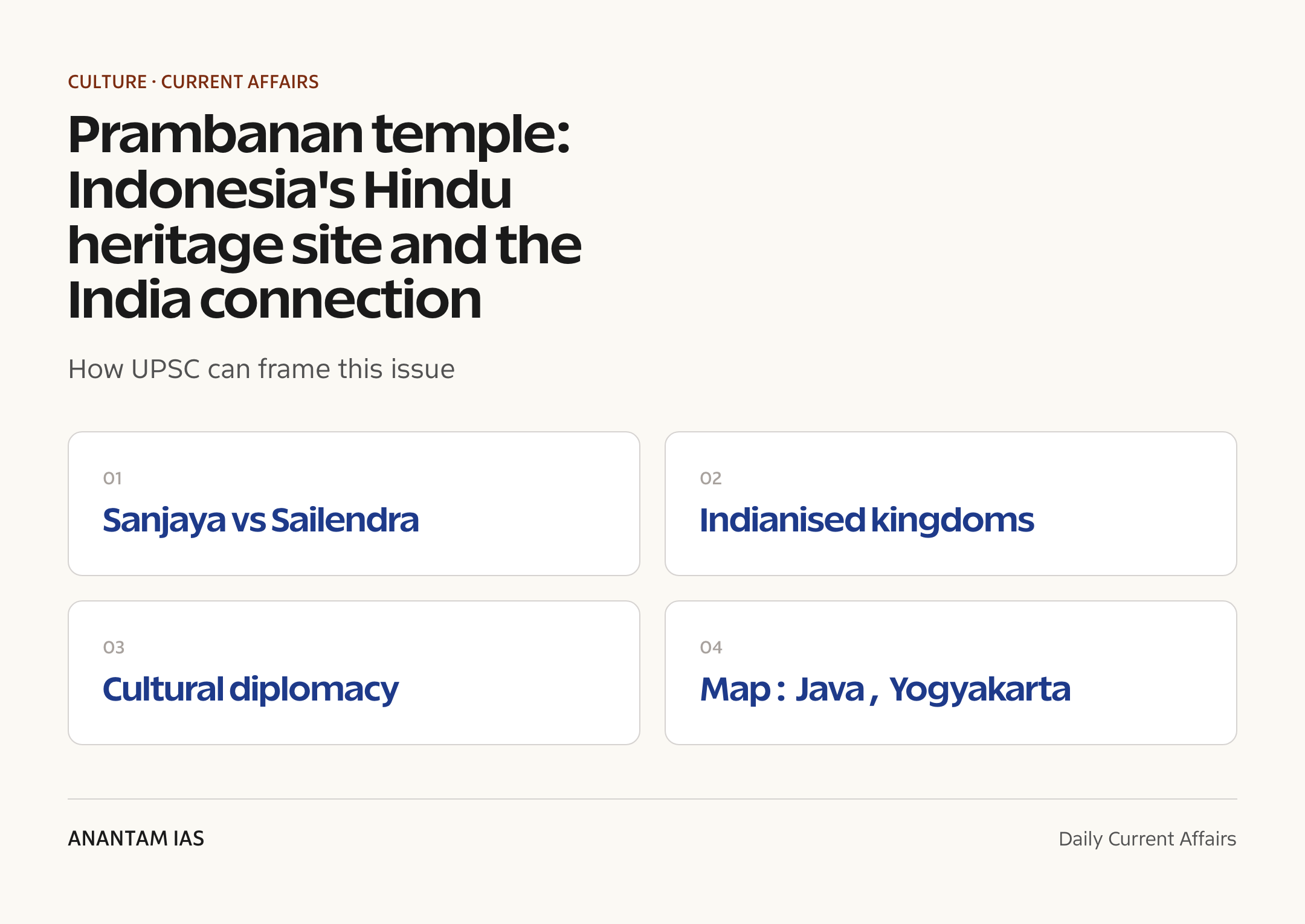 Prambanan temple: Indonesia's Hindu heritage site and the India connection — exam lens