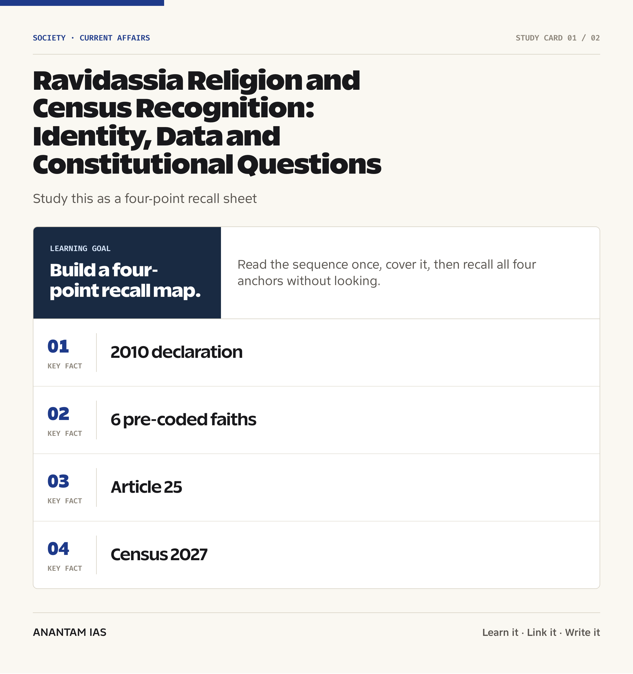 Ravidassia Religion and Census Recognition: Identity, Data and Constitutional Questions — quick facts