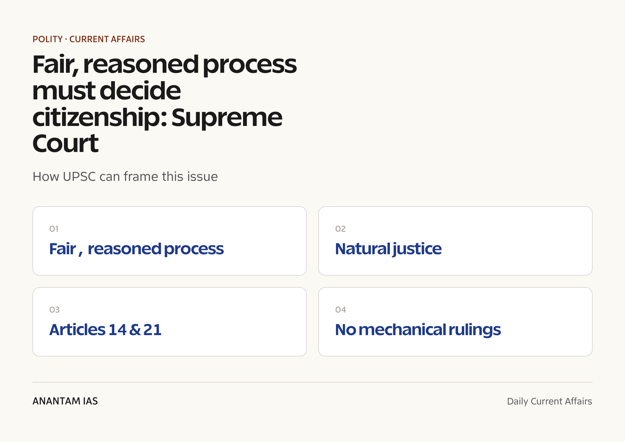 Fair, reasoned process must decide citizenship: Supreme Court — exam lens