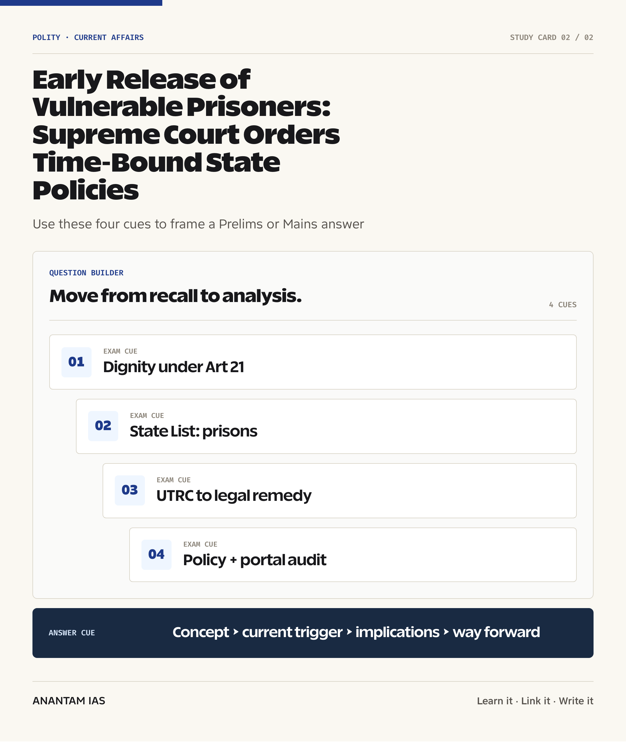Early Release of Vulnerable Prisoners: Supreme Court Orders Time-Bound State Policies — exam lens