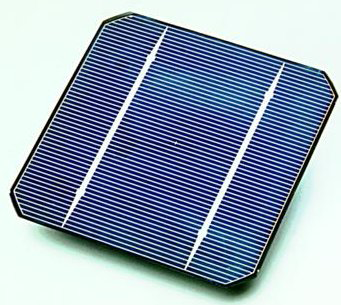 A blue photovoltaic solar cell used to make solar modules