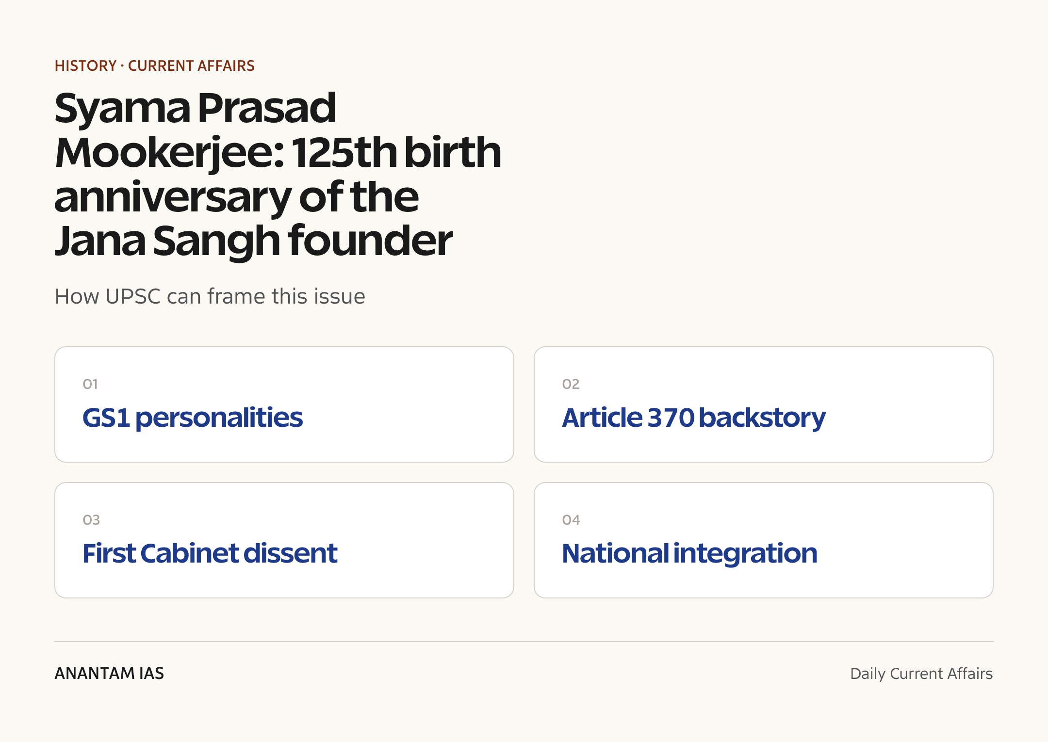 Syama Prasad Mookerjee: 125th birth anniversary of the Jana Sangh founder — exam lens