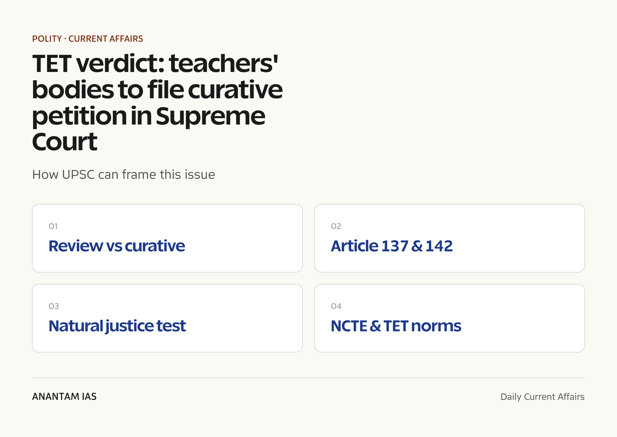 TET verdict: teachers' bodies to file curative petition in Supreme Court — exam lens