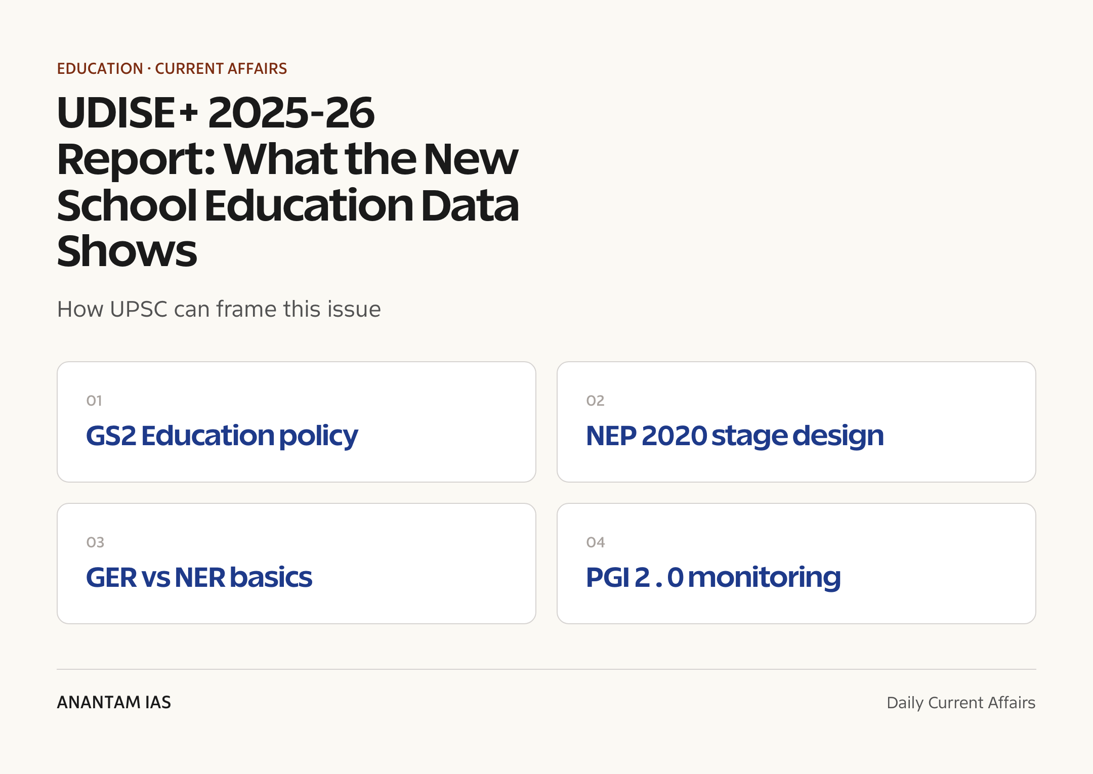 UDISE+ 2025-26 Report: What the New School Education Data Shows — exam lens