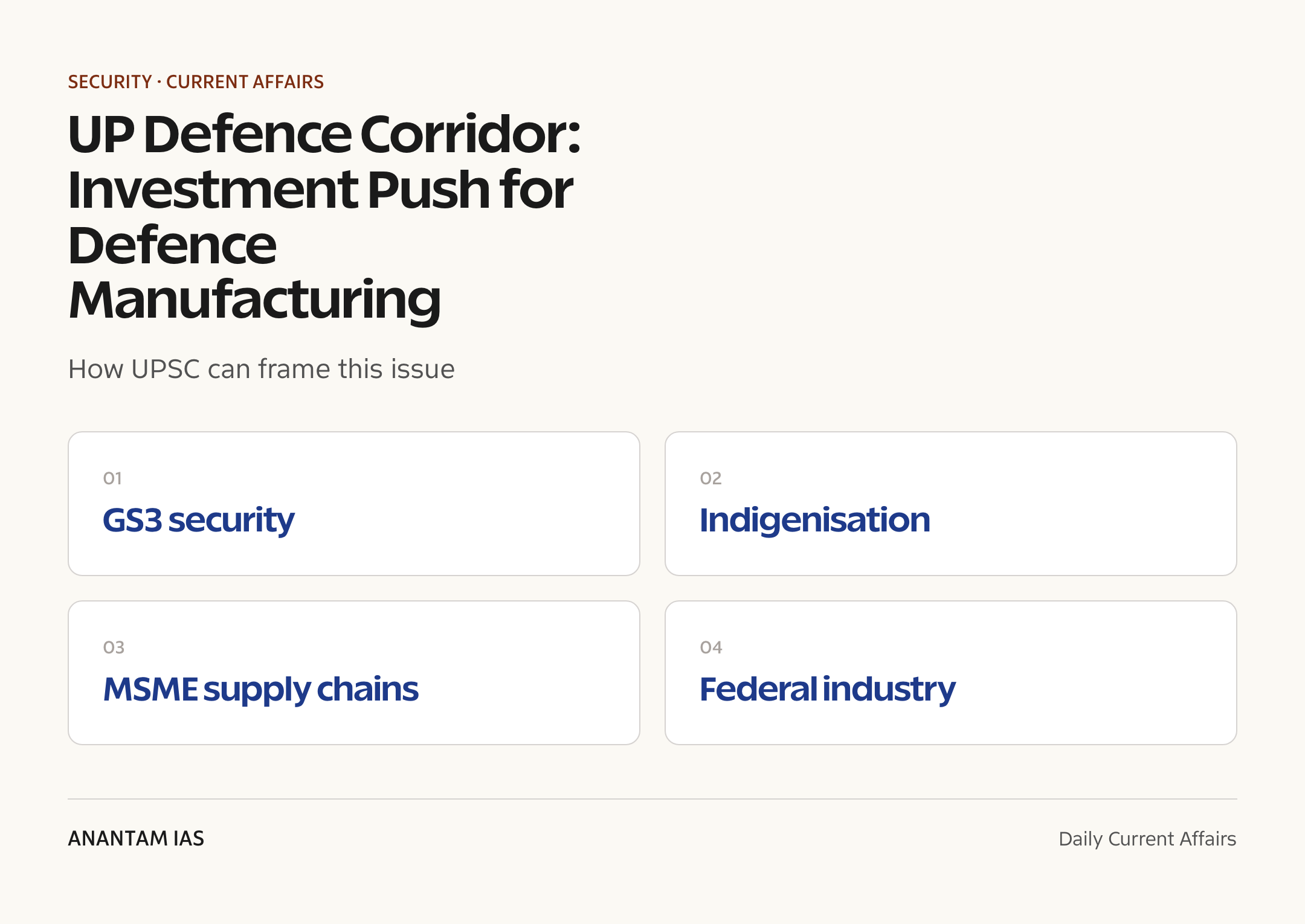 UP Defence Corridor: Investment Push for Defence Manufacturing — exam lens