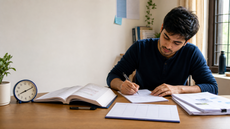 UPSC aspirant building a daily timetable with study, revision and answer-writing blocks