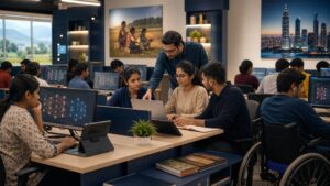 Young adults learning practical artificial intelligence skills in an inclusive public computer lab