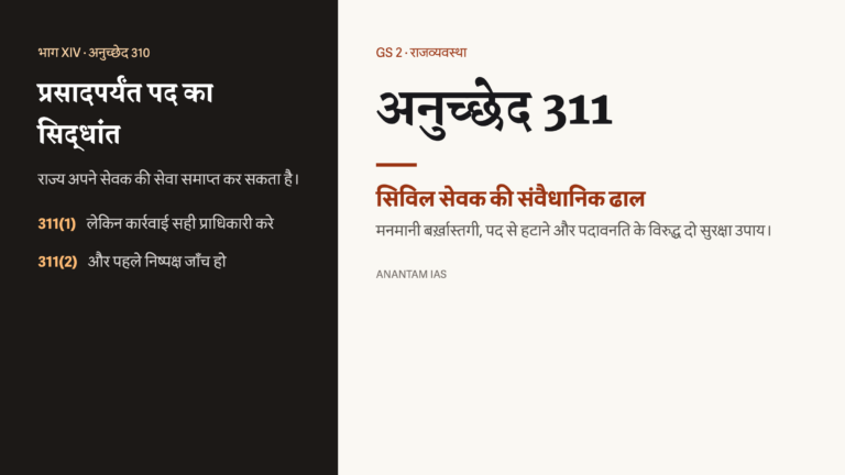 अनुच्छेद 311 के तहत सिविल सेवकों को मनमानी बर्ख़ास्तगी, पद से हटाने और पदावनति से सुरक्षा