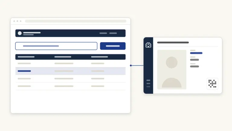The eligibility search with one matched row, and the card that match releases