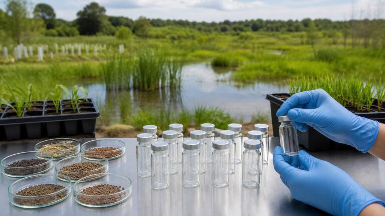 Seeds and microbial samples connected to conservation and plant restoration