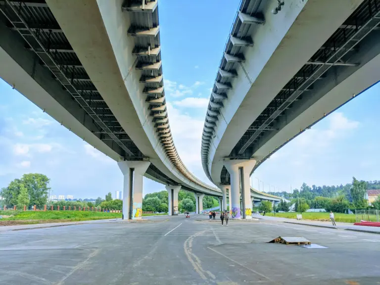 A highway toll plaza on a newly built expressway
