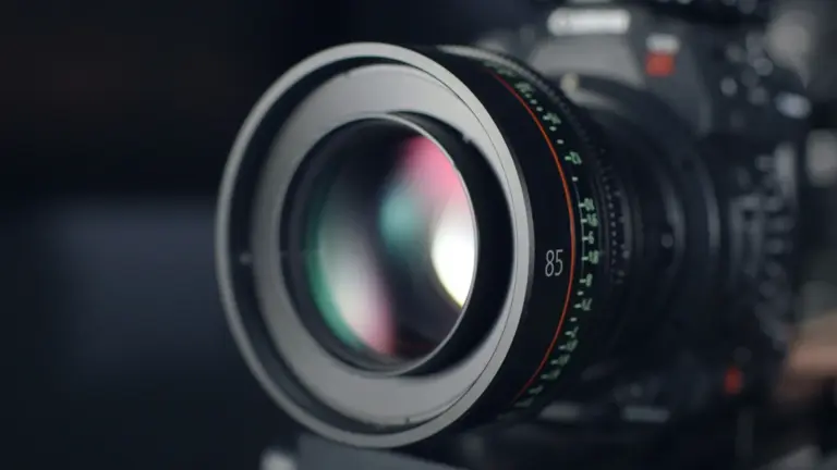 A bare camera image sensor behind its lens mount