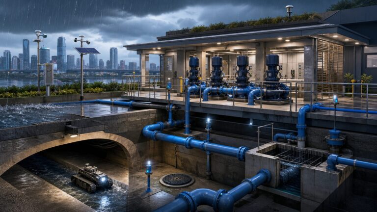 Closed-loop urban water pipes, resilient pumping equipment and robotic sewer inspection technology