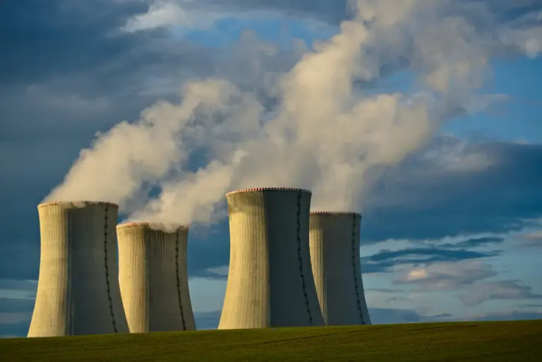 Cooling towers and stacks of a coal-fired power station