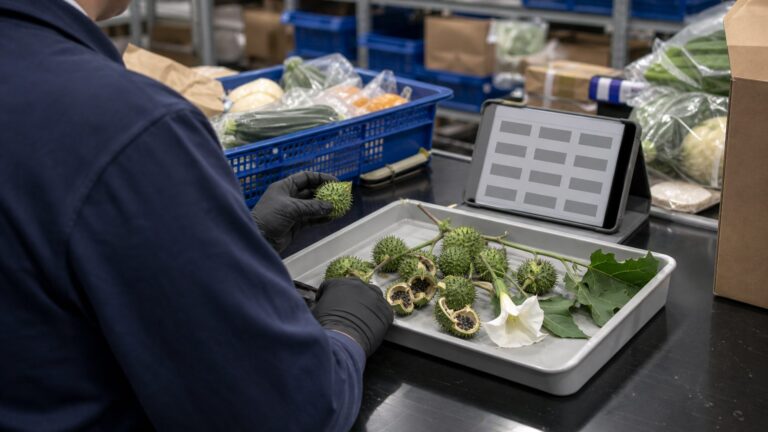 Food-safety inspection of datura fruit at an e-commerce grocery fulfilment centre