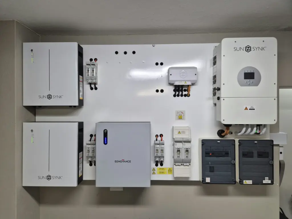 Grid-scale battery storage units in a row