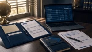 Tax documents and overseas financial records arranged for a foreign asset disclosure filing