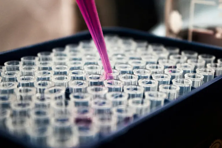 A pipette loading samples in a genetics laboratory