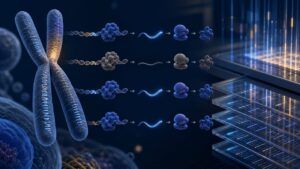 Paired chromosomes and an inactive gene pathway illustrating naturally occurring loss-of-function variation