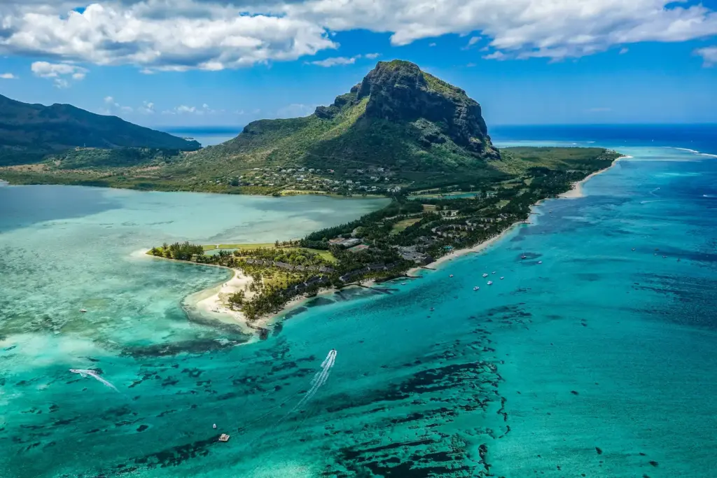 A lagoon and reef along the Mauritian coast