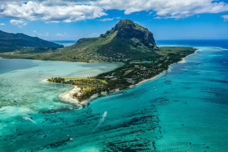 A lagoon and reef along the Mauritian coast