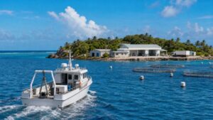 Fisheries research vessel, monitoring buoys, marine laboratory and aquaculture pilot site representing India-Seychelles technical cooperation