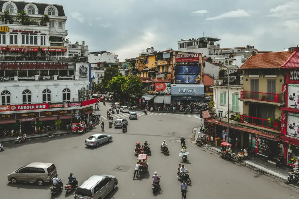 A Hanoi street scene in the old quarter