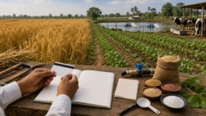 Farmer using agricultural credit for seeds, irrigation and diversified farm activities