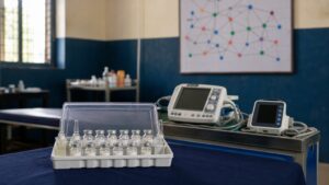 Antivenom kit and emergency equipment representing snakebite surveillance and treatment planning