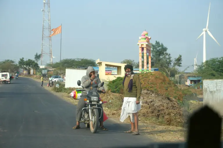 A newly laid village road under construction
