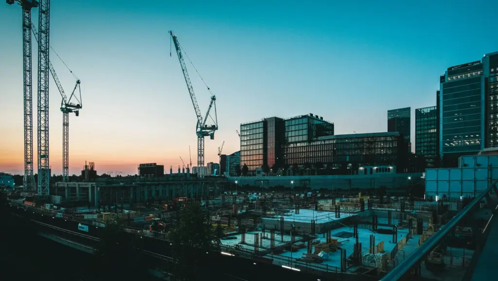 Municipal infrastructure under construction in a city