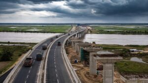 Four-lane highway and bridge construction across the north Bihar plains