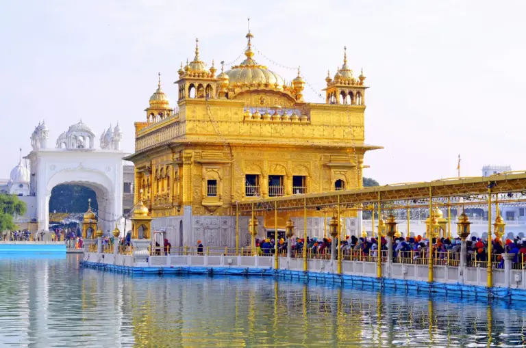 The Golden Temple, Harmandir Sahib, and its walkway across the sarovar at Amritsar