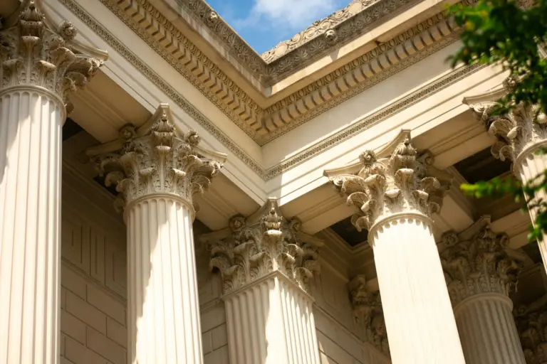 The columned portico of a supreme court building