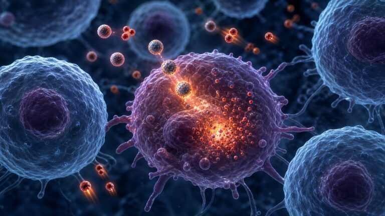Scientific visualization of a ROS-activated drug carrier releasing its payload inside a breast-cancer cell