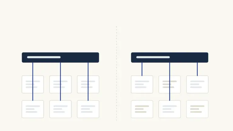 The same rule shown twice above identical sets of cases, reaching every case on one side and skipping half of them on the other