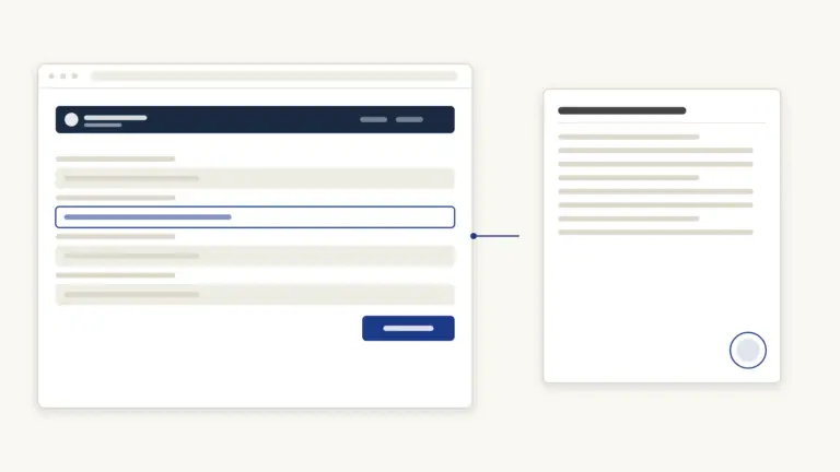 The claim form with the focused field, and the status acknowledgement it returns