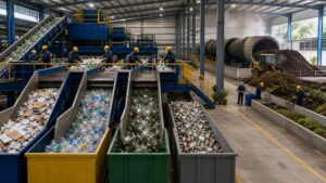 Segregated waste streams moving through a material recovery facility under the Solid Waste Management Rules 2026