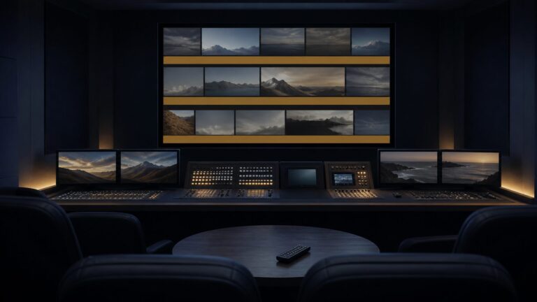 Television control room timeline showing longer advertising breaks between programme segments
