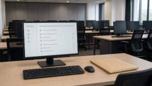 Computer-based examination workstation under question-paper quality review