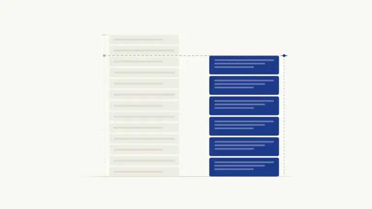 Two columns drawn to the same marks-to-height scale: thirteen thin rows for the ten-mark theory questions beside six thick blocks for the twenty-mark case studies, the two totals almost level
