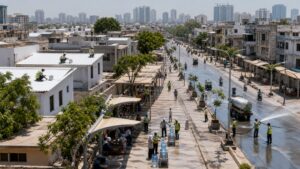 Urban heat response with cool roofs, shaded public areas and drinking-water facilities in an Indian city
