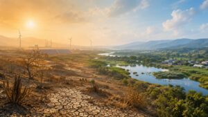 Landscape transitioning from severe heat and ecological stress toward restoration and climate resilience