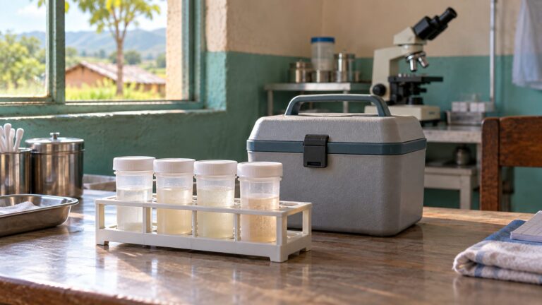 Illustrative sealed specimen containers and transport equipment; not specimens or field evidence from the Rajasthan study.